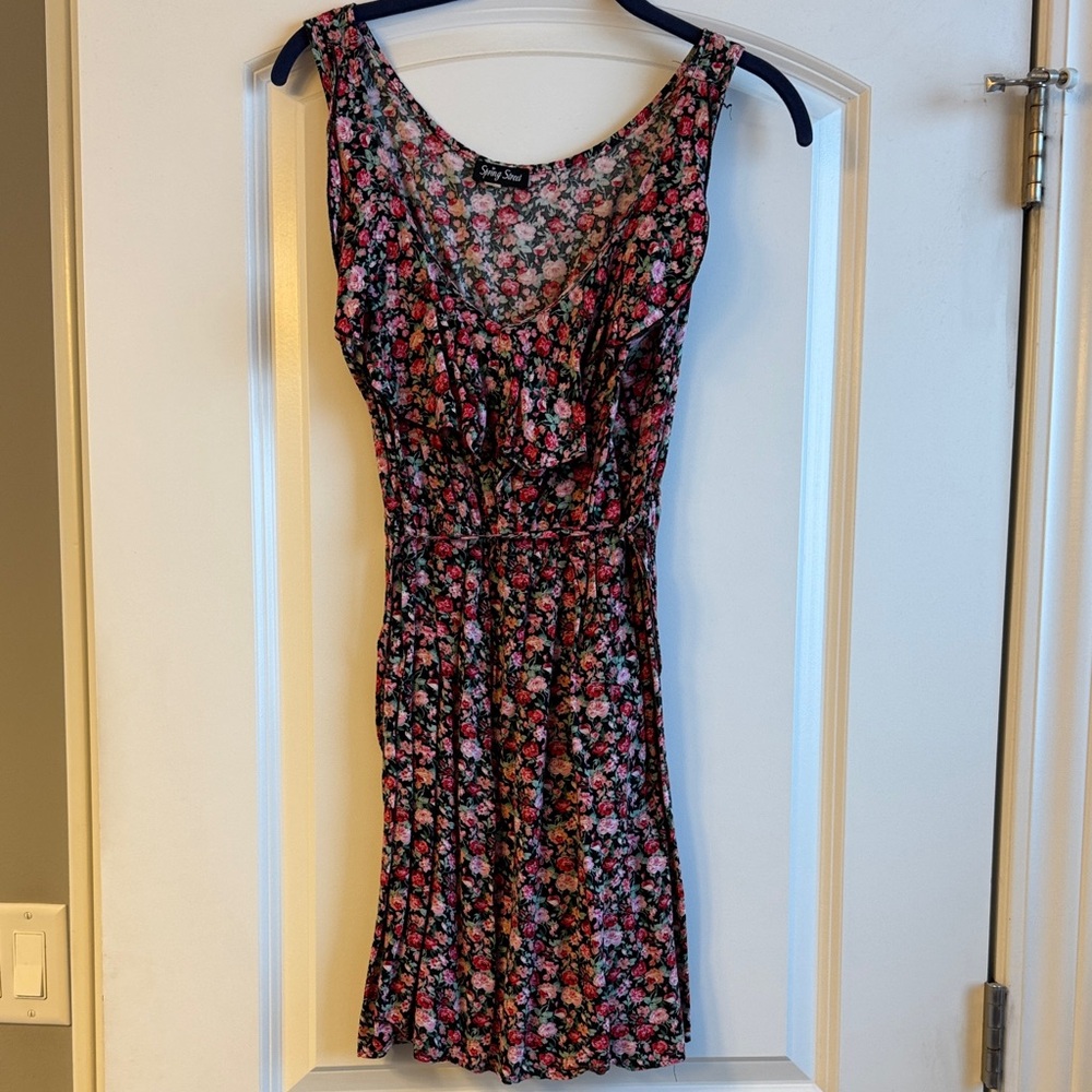 Spring Street Floral Mini Dress - Pink and Black